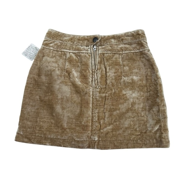 FREE PEOPLE Dust To Dust Velvet Mini Skirt Tan Lined Crushed Velvet Women's 0 - Picture 5 of 9